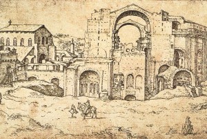 Van Heemskerk, Construction of basilica, 1536.