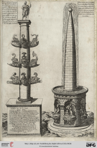 Meta Sudans. Lafrery, Speculum Romanae, 1593 (NOT Duperac). Via University of Heidelberg.