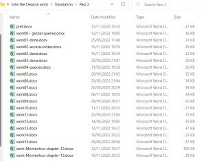 Directory showing files in progress